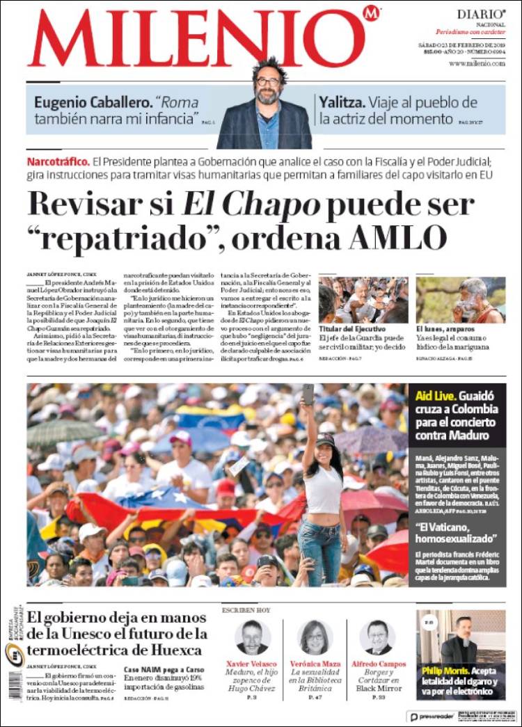Portada de Milenio (M&eacute;xico)