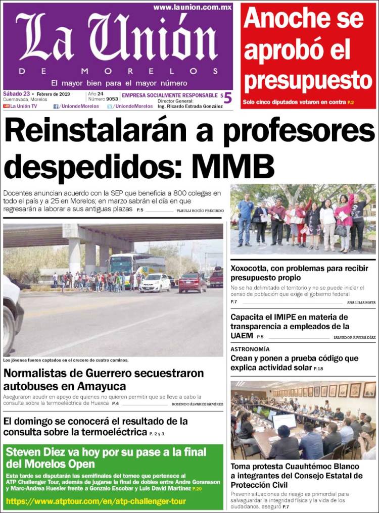 Portada de La Unión de Morelos (M&eacute;xico)
