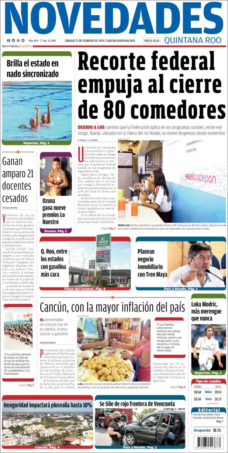 Portada de Novedades de Quintana Roo (M&eacute;xico)