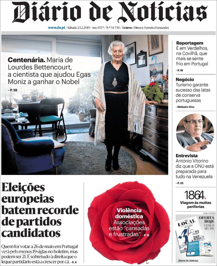 Portada de Diário de Noticias (Portugal)