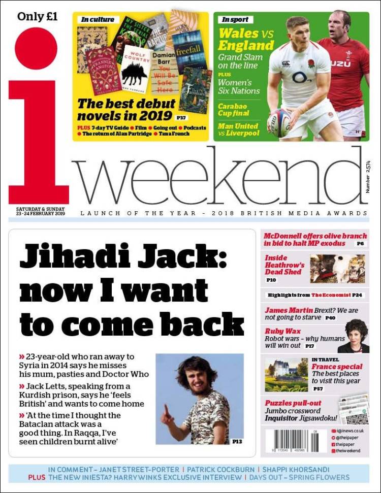 Portada de The i (Reino Unido)