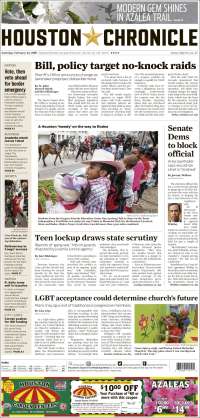 Portada de Houston Chronicle (USA)