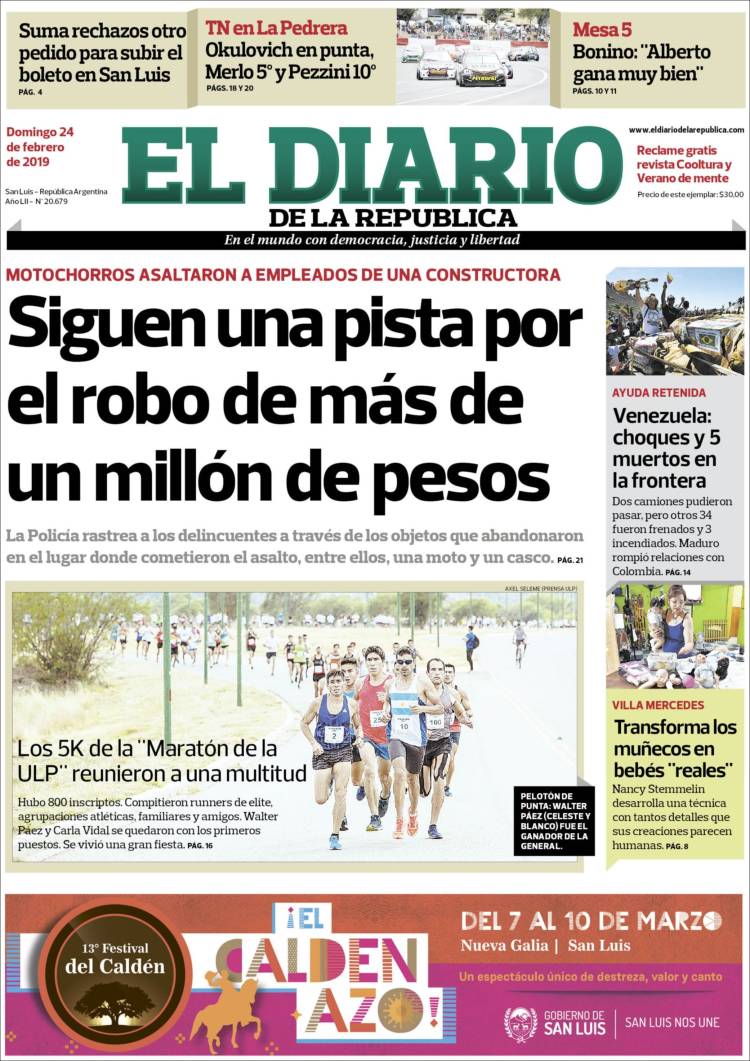 Portada de Diario de la República (Argentina)