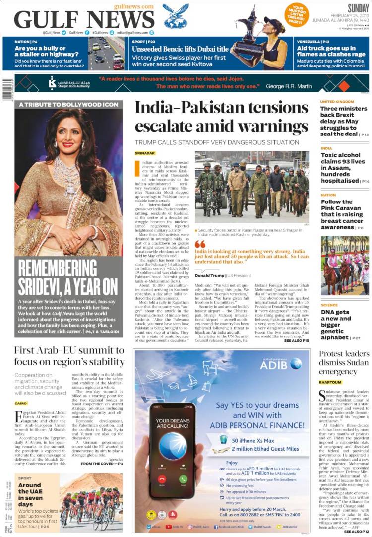 Portada de Gulf News (Asia-Pacific)