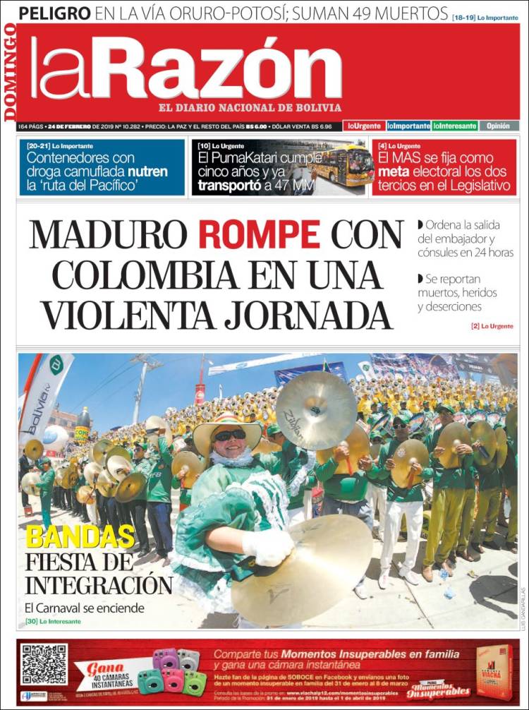 Portada de La Razón (Bolivia)