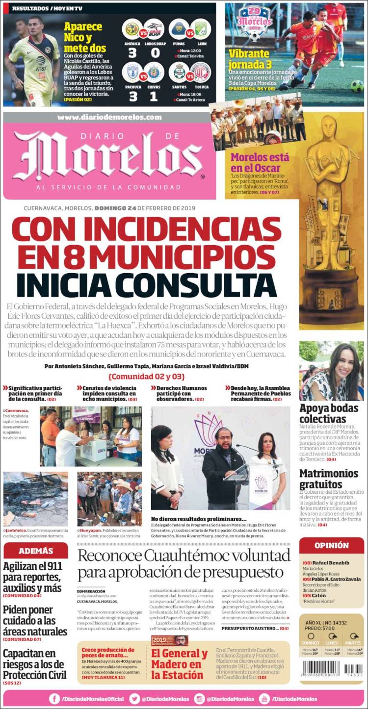 Portada de Diario de Morelos (Mexico)