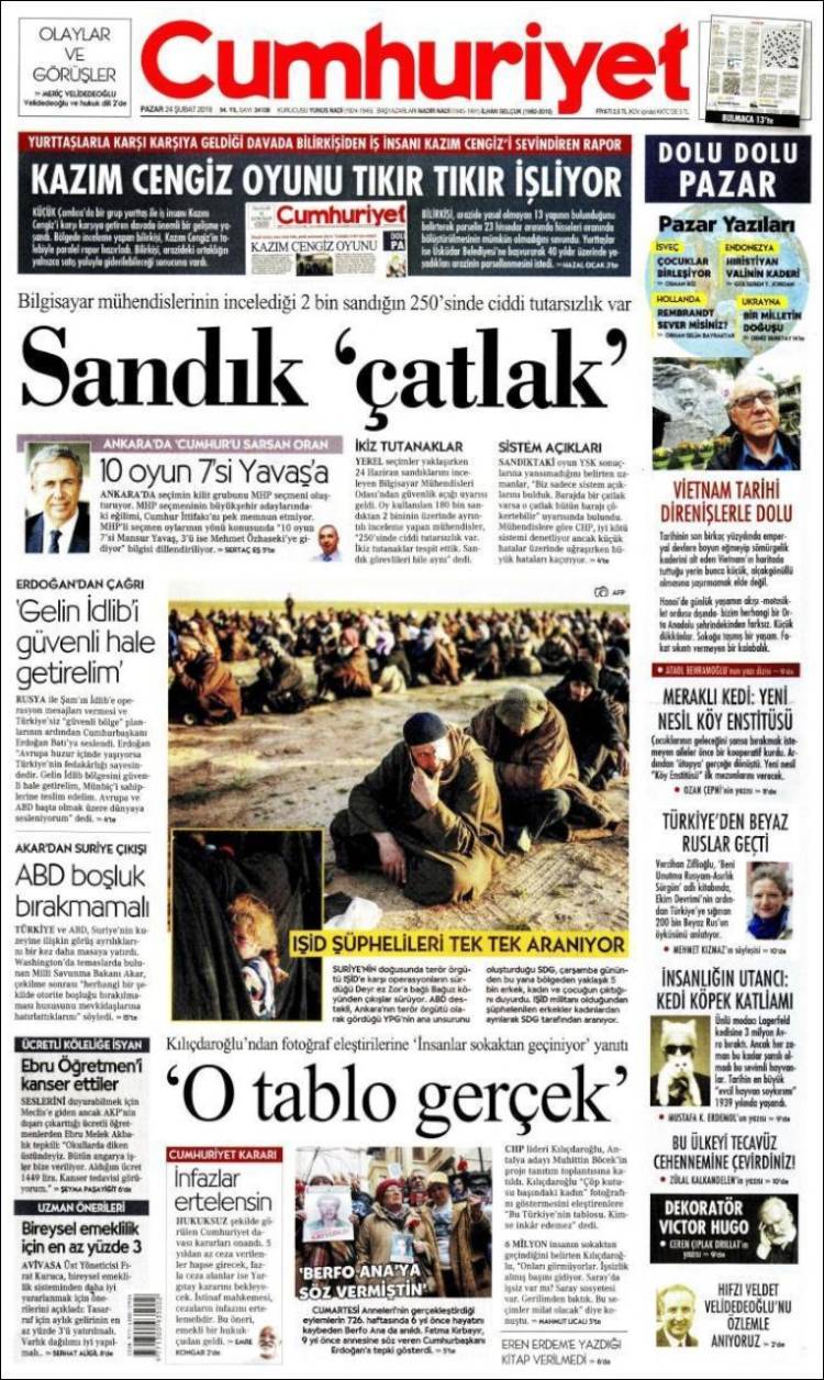 Portada de Cumhuriyet (Turkey)