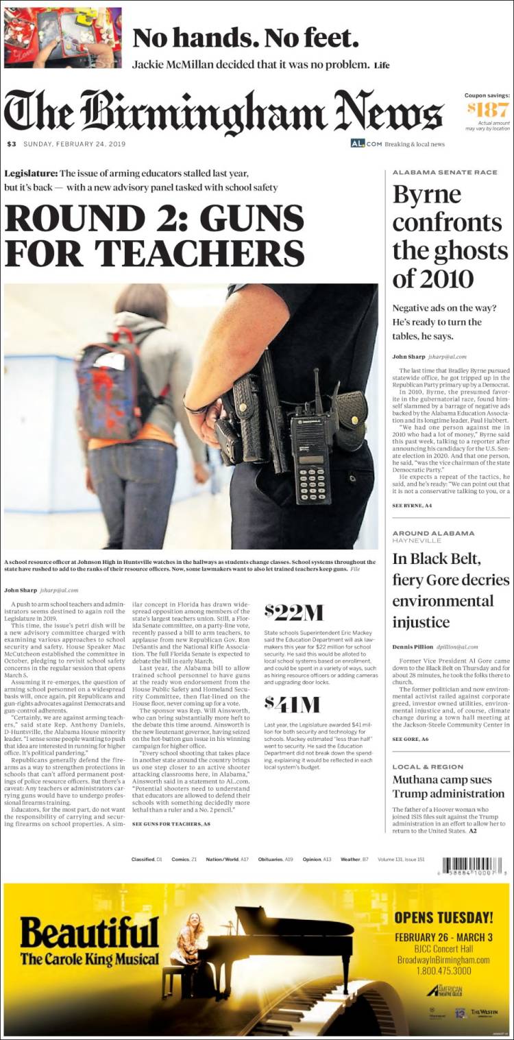 Portada de Birmingham News (USA)