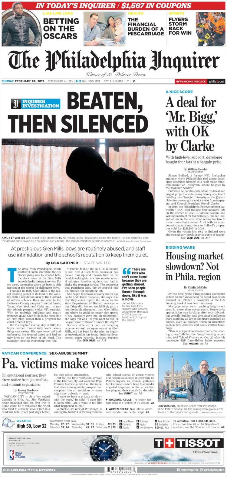 Portada de Philadelphia Inquirer (USA)