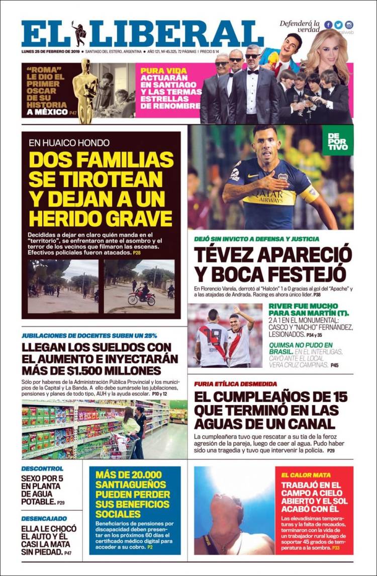 Portada de Diario El Liberal (Argentina)