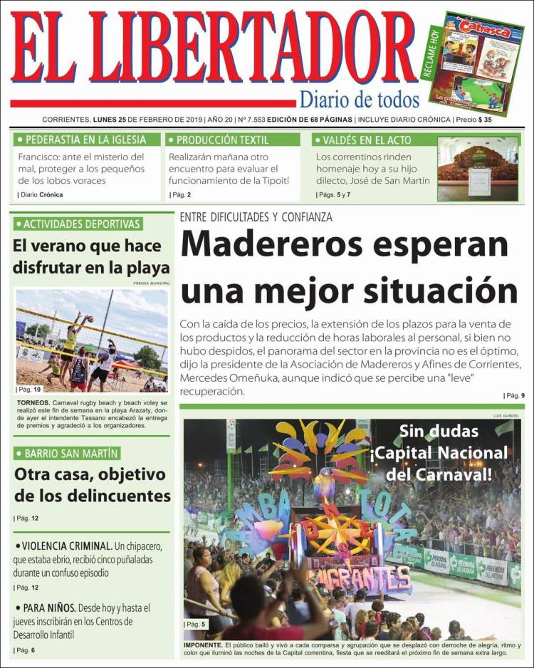 Portada de Diario El Libertador (Argentina)