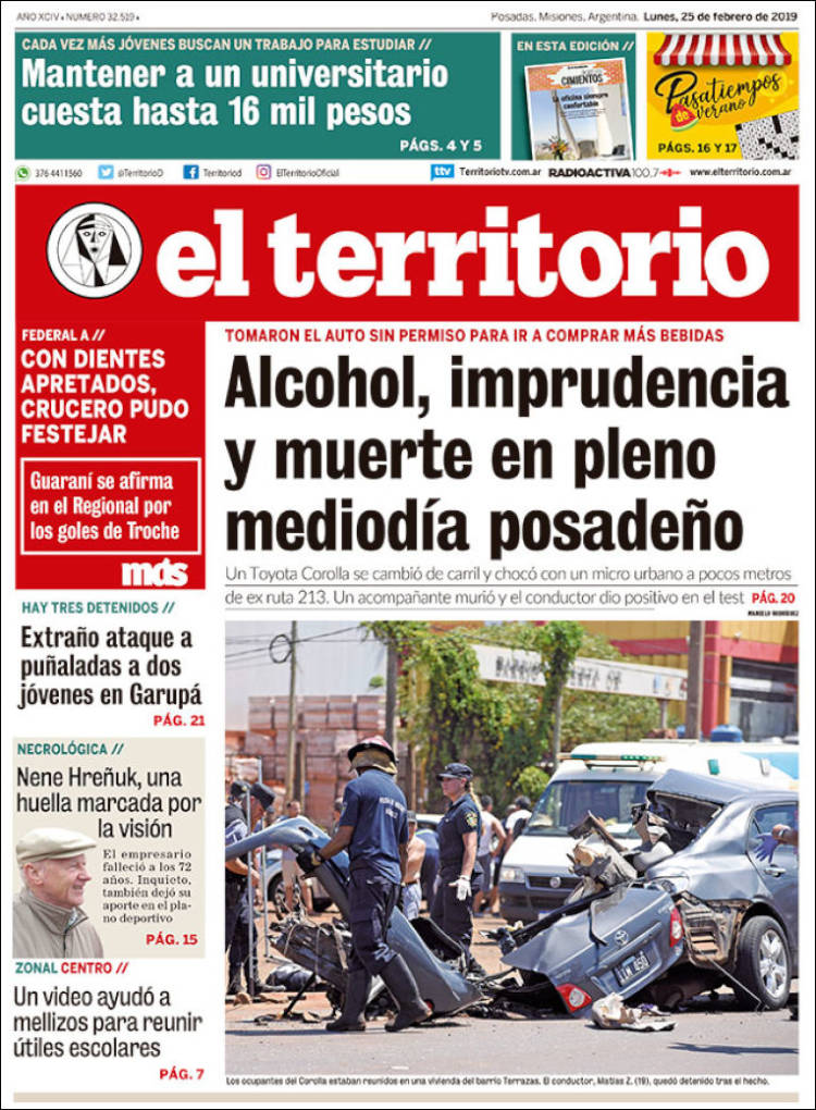Portada de El Territorio (Argentina)