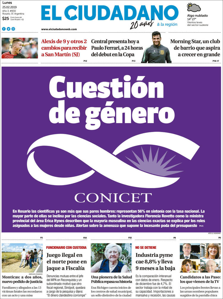 Portada de Diario El Ciudadano (Argentina)