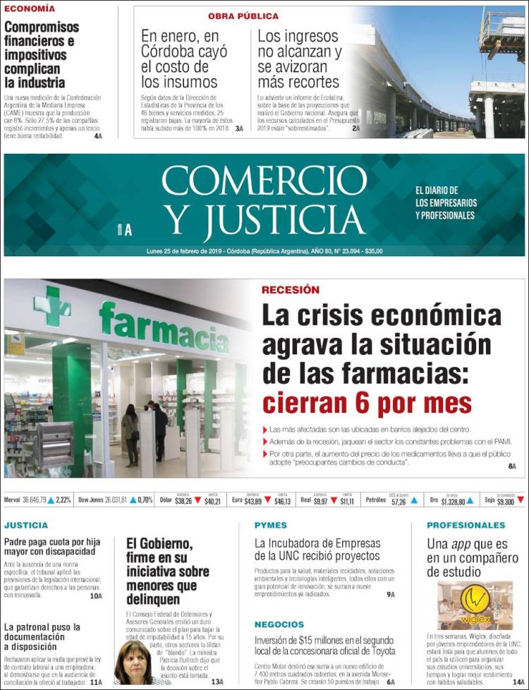 Portada de Comercio y Justicia (Argentina)