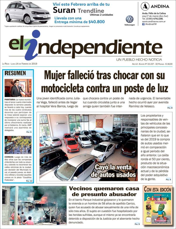 Portada de El Independiente (Argentina)