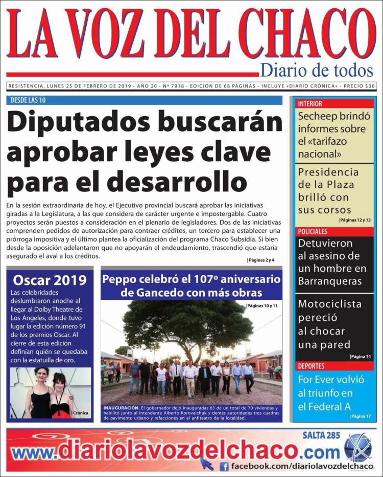 Portada de La Voz del Chaco (Argentina)
