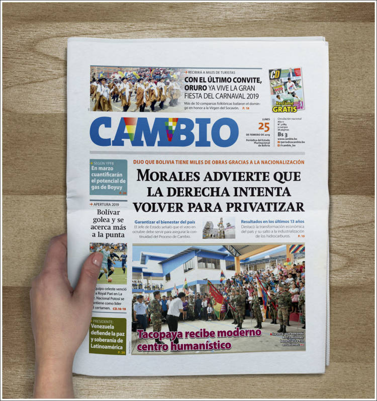 Portada de Cambio (Bolivia)