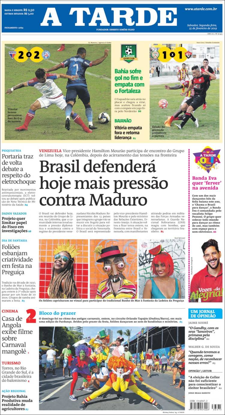 Portada de Diário A Tarde (Brasil)