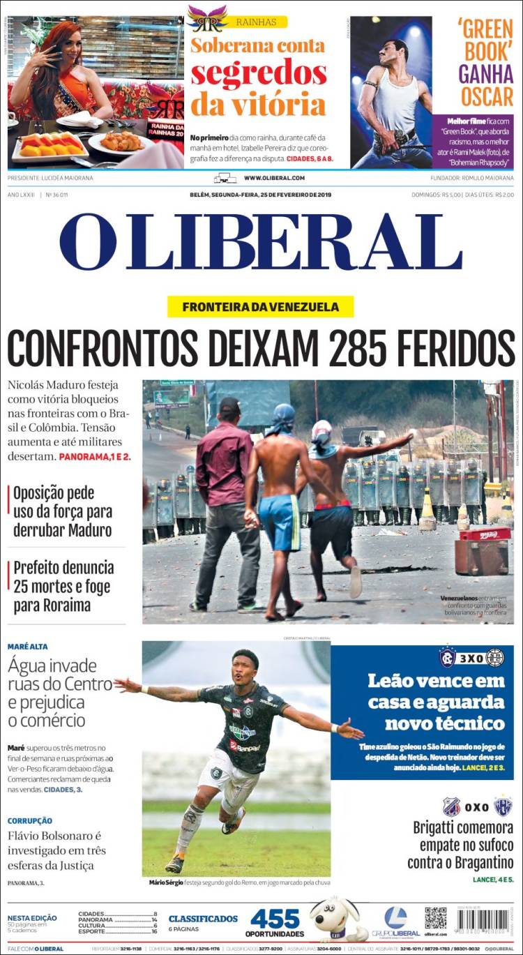 Portada de O Liberal (Brasil)