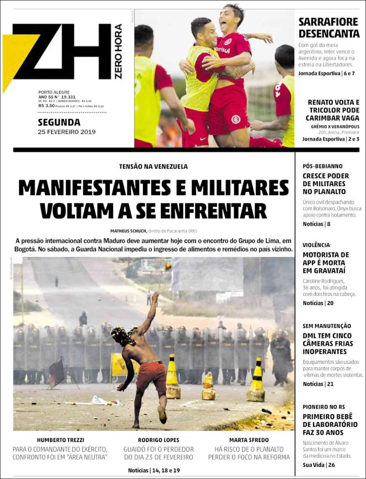 Portada de Zero Hora (Brasil)