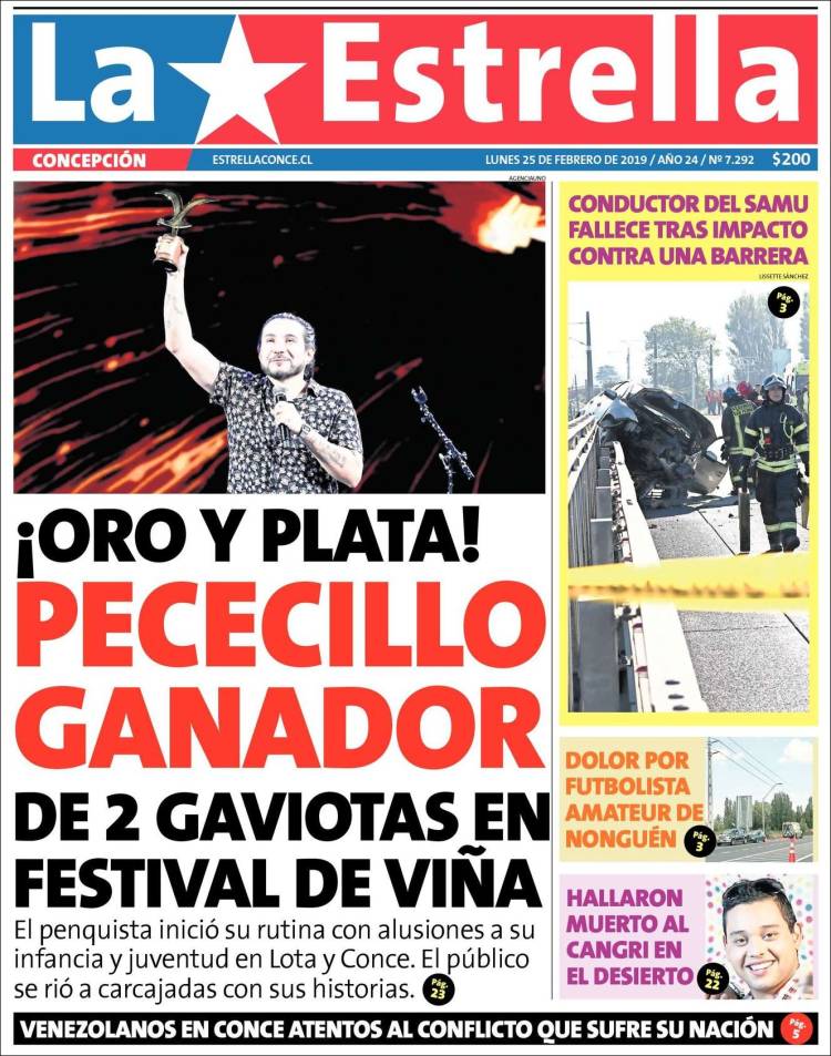 Portada de La Estrella de Concepción (Chile)