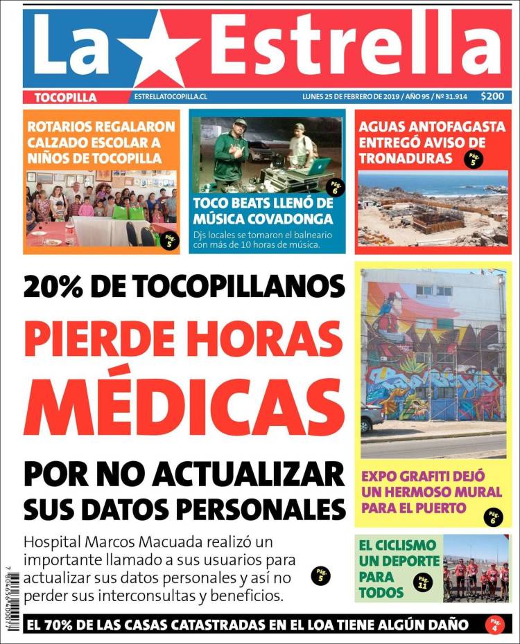 Portada de La Estrella de Tocopilla (Chile)