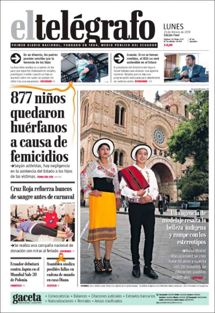 Portada de El Telégrafo (Ecuador)