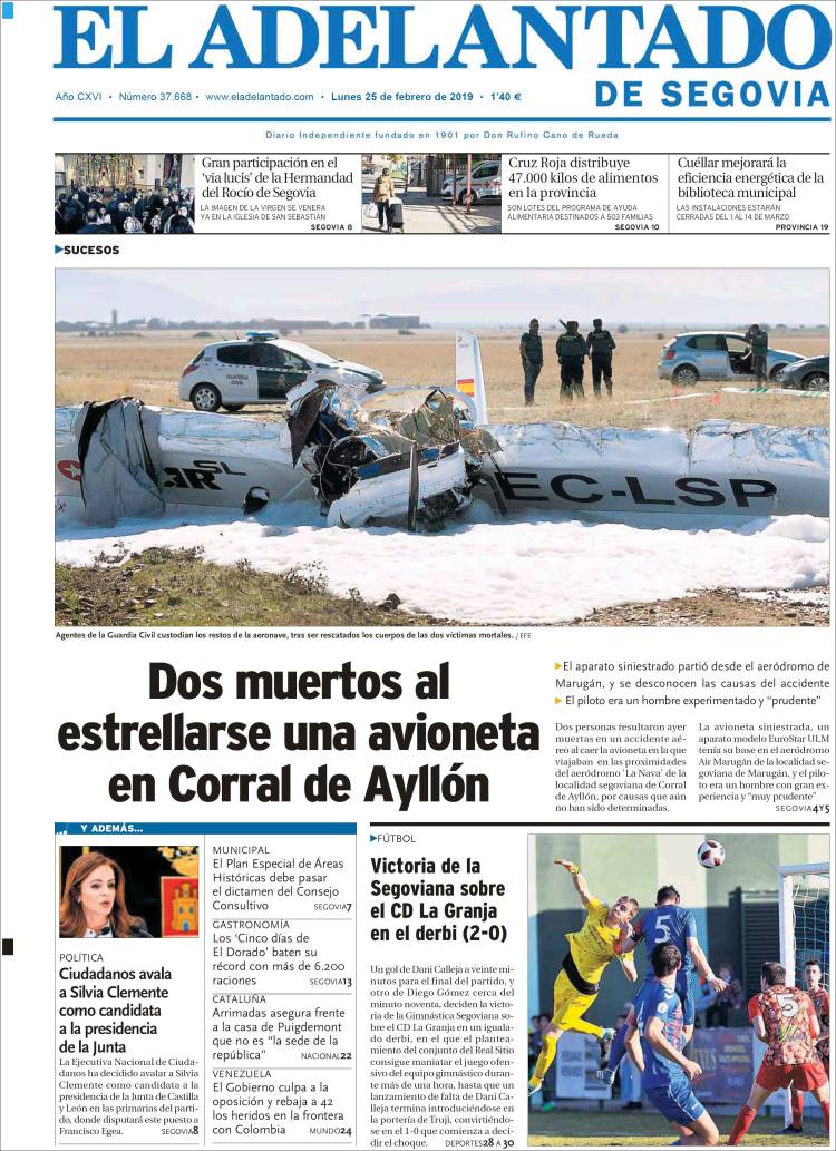 Portada de El Adelantado de Segovia (España)