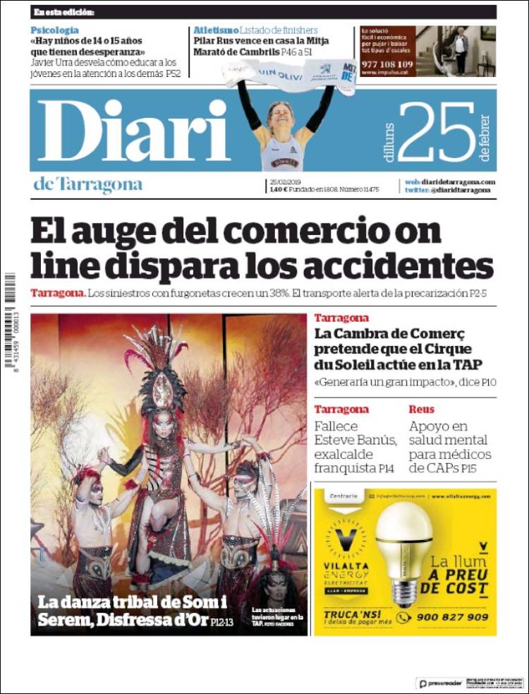 Portada de Diari de Tarragona (España)