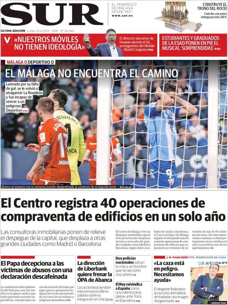 Portada de Diario el Sur (España)