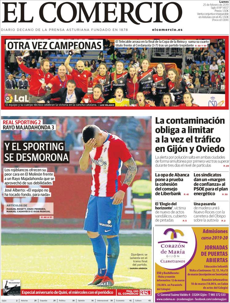 Portada de El Comercio (España)