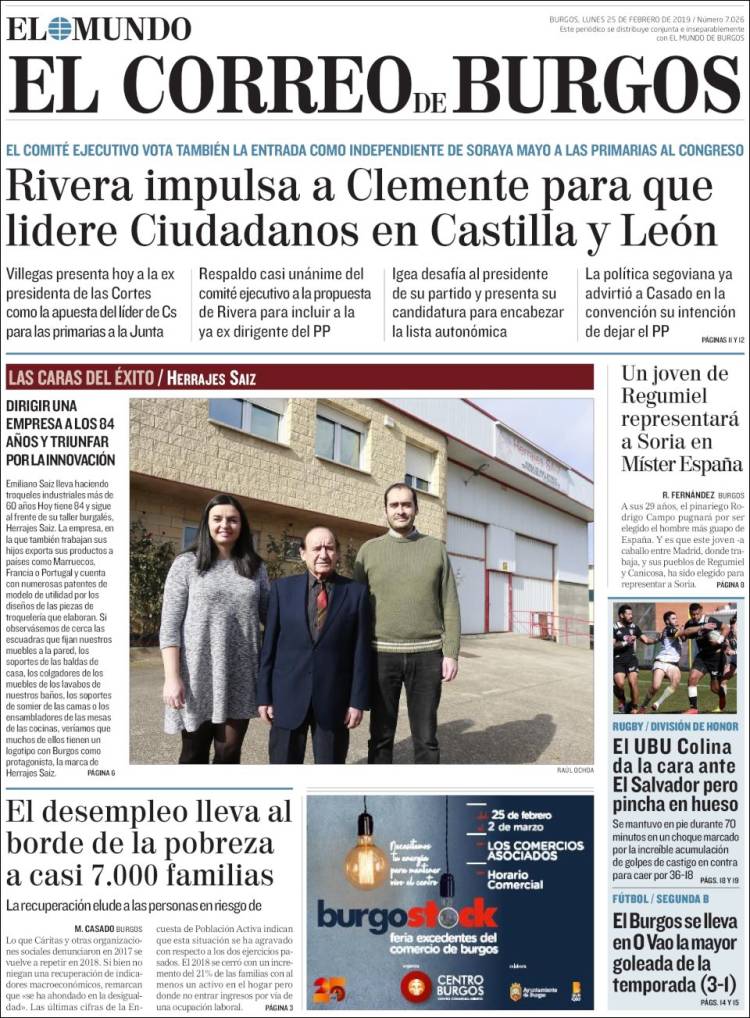 Portada de El Correo de Burgos (España)