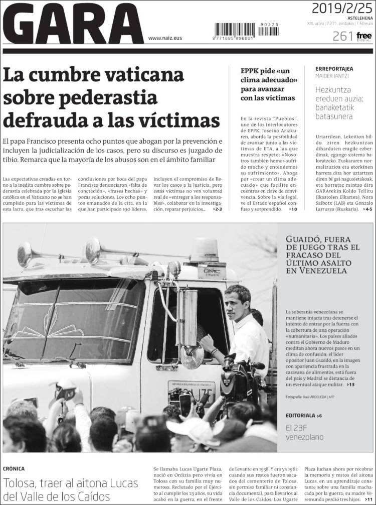 Portada de Gara (España)