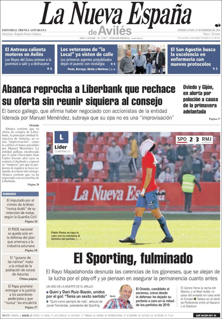 Portada de La Nueva España - Avilés (España)