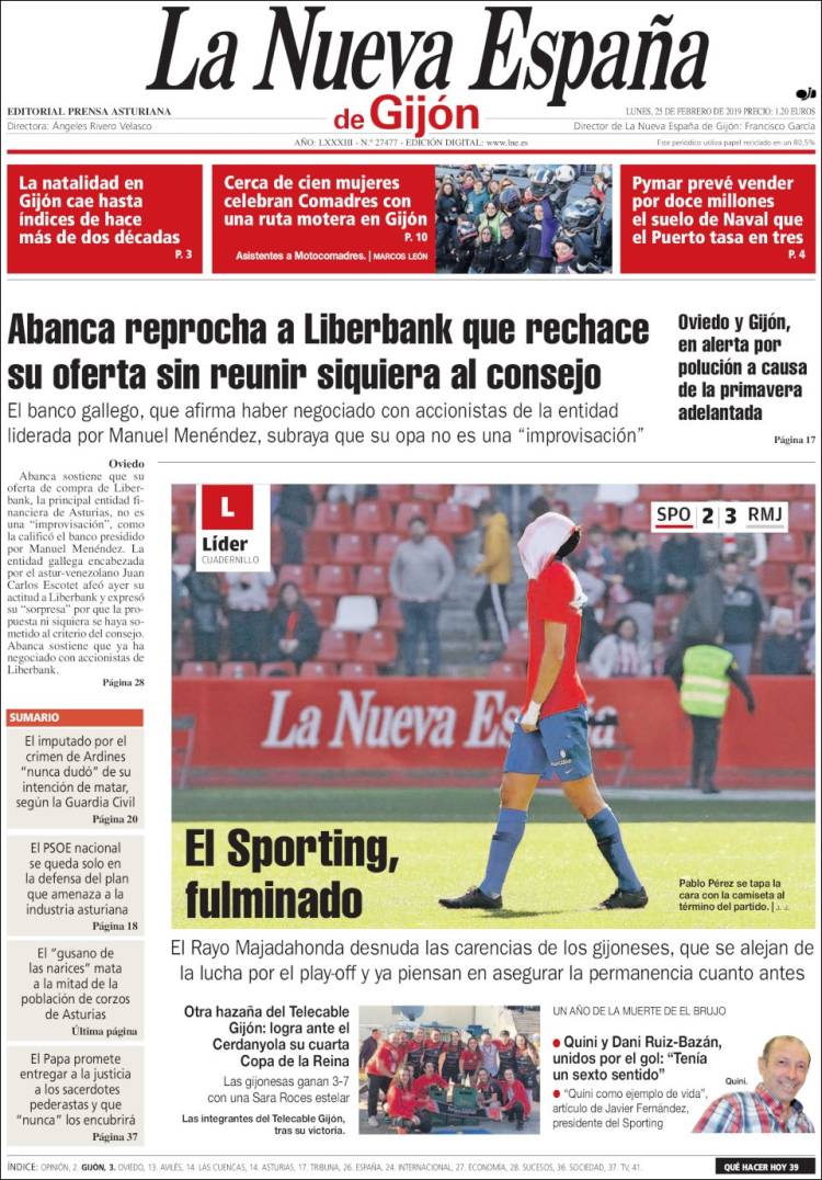 Portada de La Nueva España - Gijón (España)