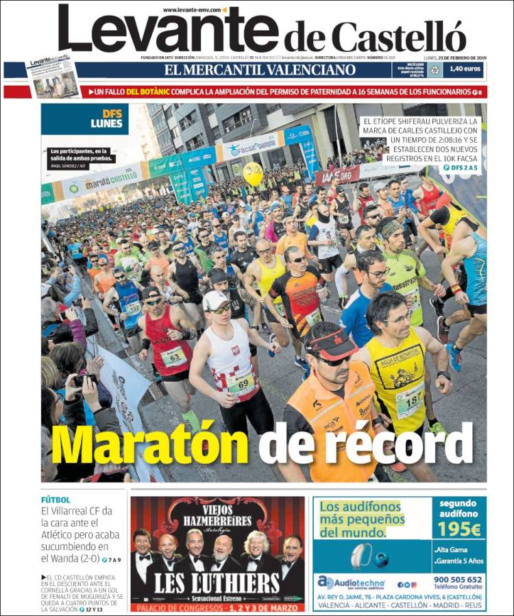 Portada de Levante de Castelló (España)