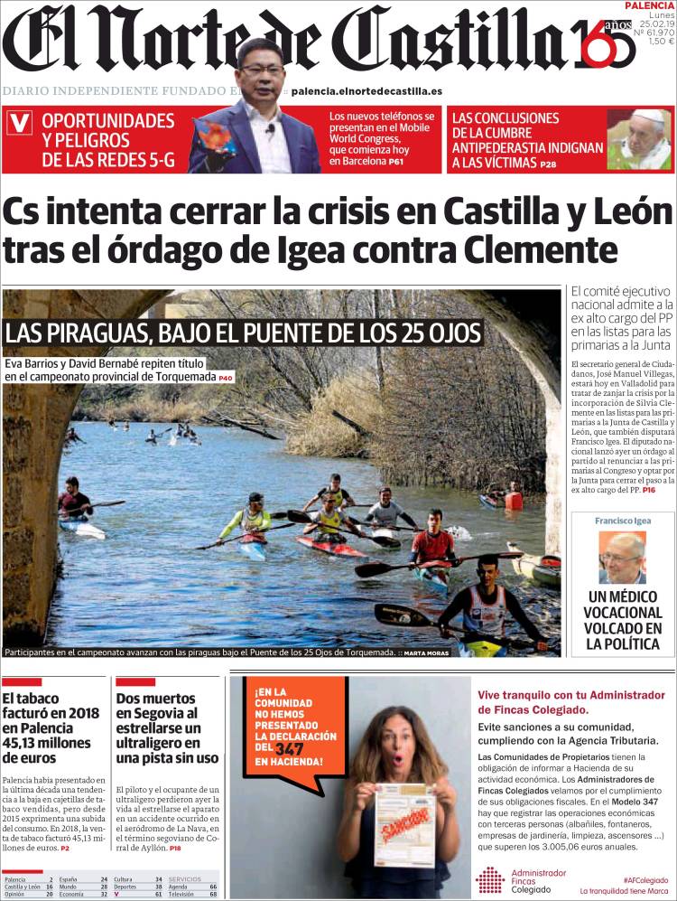 Portada de Norte de Castilla - Palencia (España)