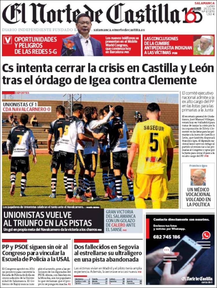Portada de Norte de Castilla - Salamanca (España)