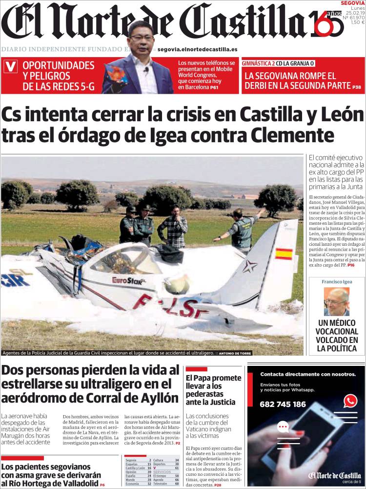 Portada de Norte de Castilla - Segovia (España)