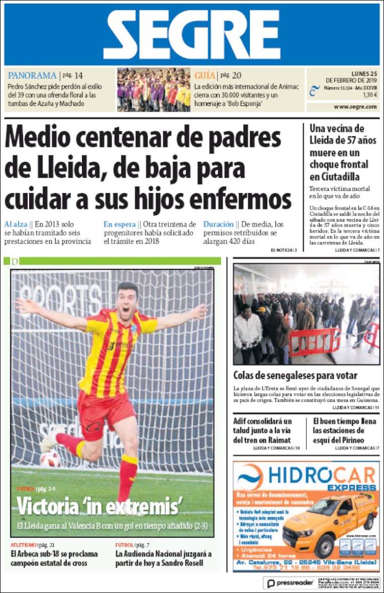 Portada de Segre  (España)
