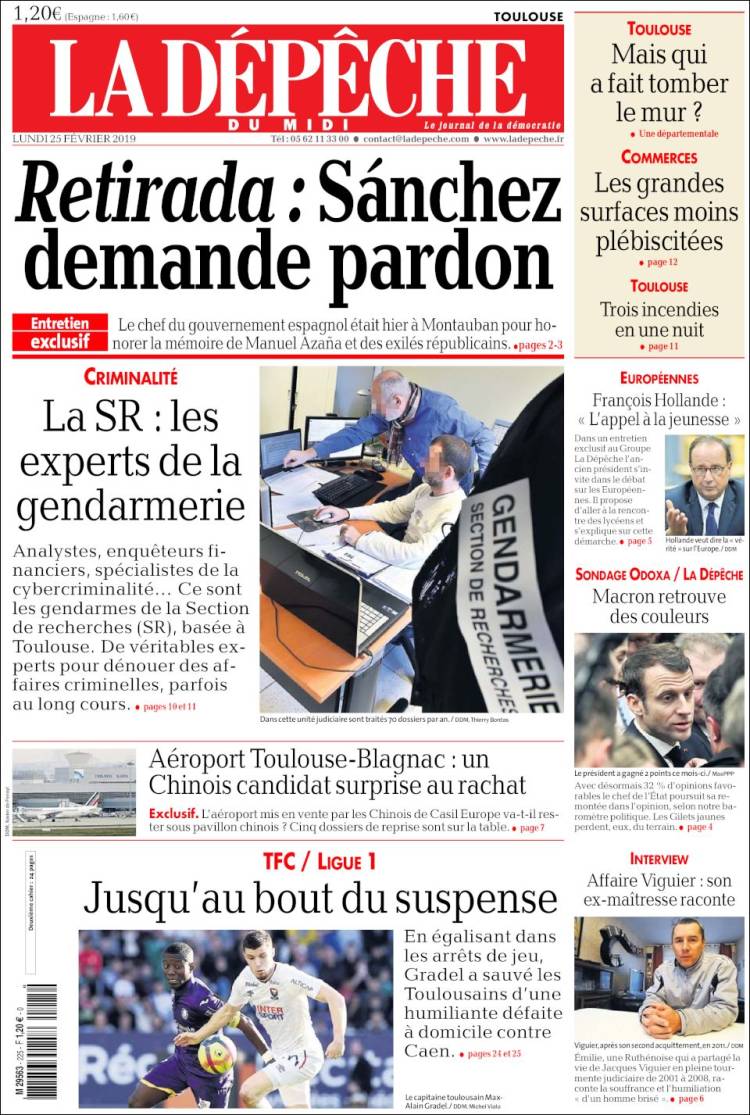 Portada de La Dépêche du Midi (Francia)