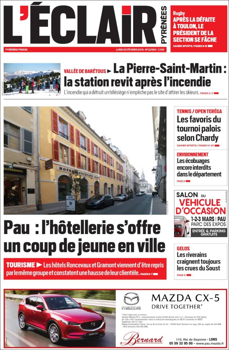 Portada de L'Eclair des Pyrénées (Francia)