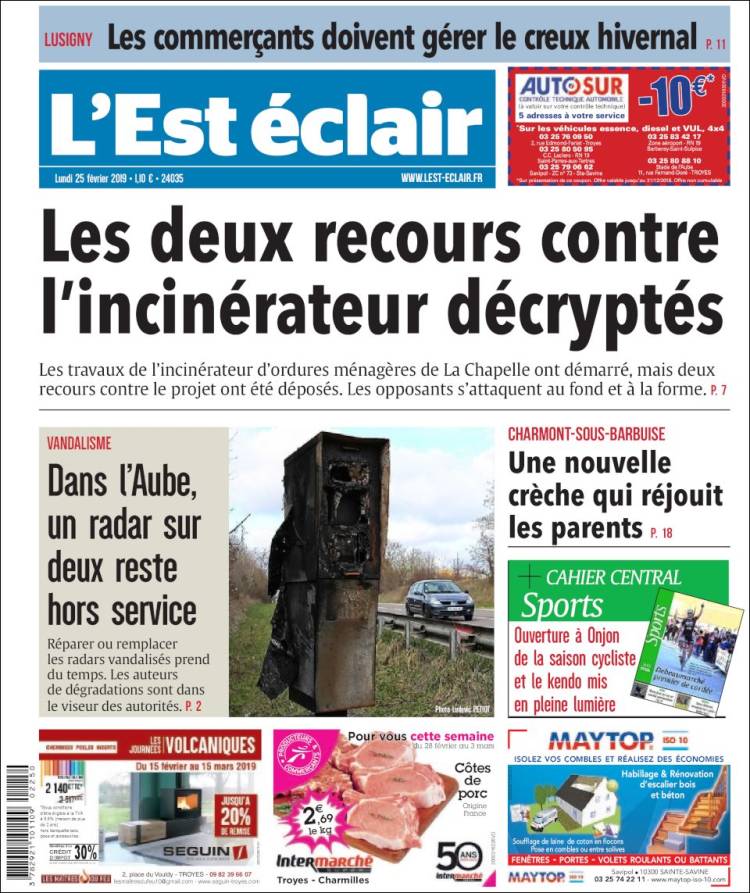 Portada de L'Est Eclair (Francia)