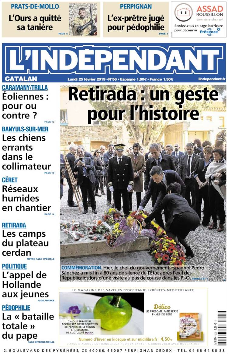 Portada de Le Indépendant (Francia)