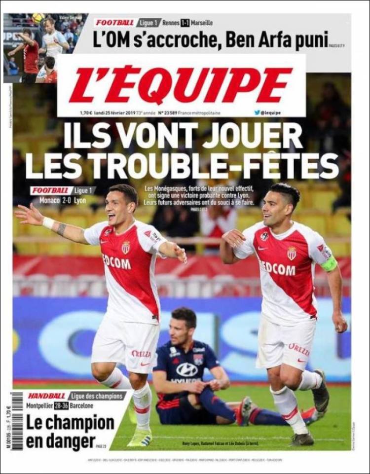 Portada de L'Equipe (Francia)