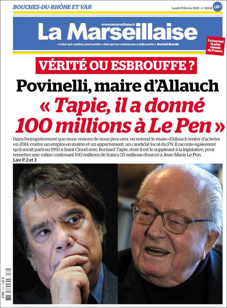 Portada de La Marseillaise (Francia)