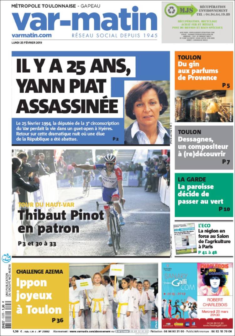 Portada de Nice-Matin (Francia)