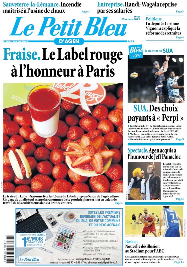 Portada de Le Petit Bleu (Francia)