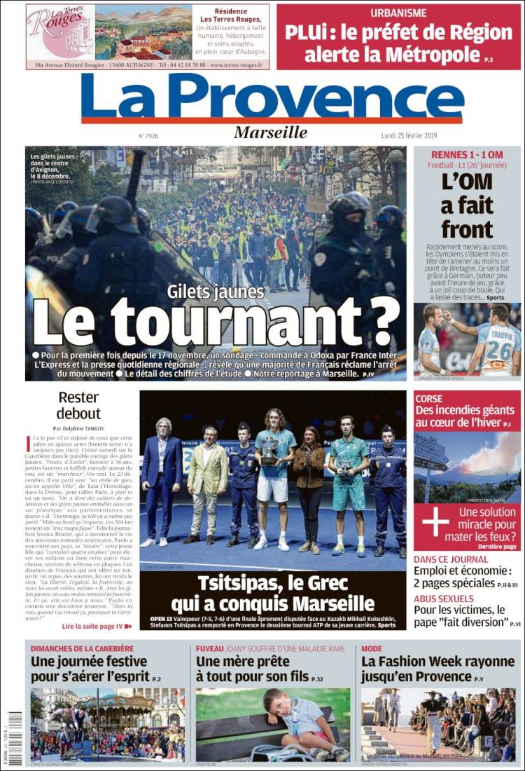 Portada de La Provence (Francia)