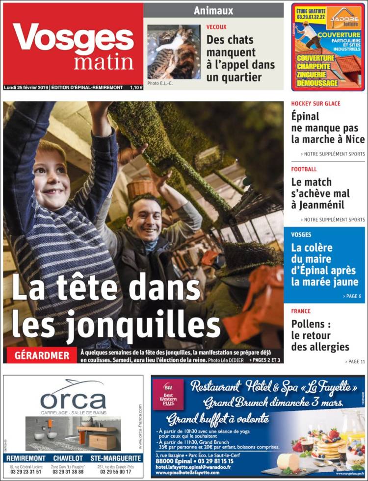 Portada de Vosges Matin (Francia)